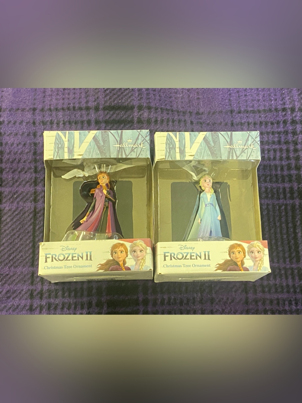 Hallmark Frozen II Anna (Purple) & Elsa (Blue) Ornament Set